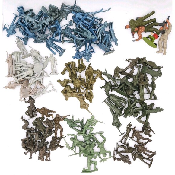Vintage Lot of 145 Army Men Toy Soldiers Grey Blue Green 1960s - 1980s ESTATE - Picture 1 of 2